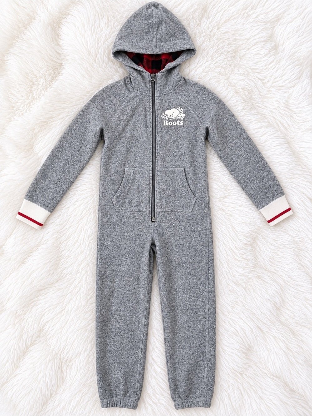 Roots Kids One Piece Jumpsuit Hoodie Grey Youth M 7-8